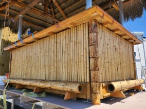 Tiki hut boat bar close up