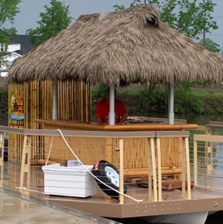 Tiki Hut Boat with synthetic thatch