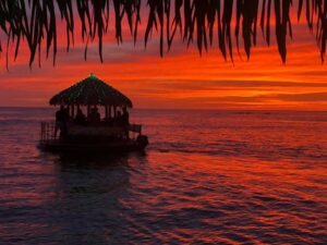 sunset tiki hut boat