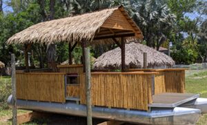 a frame tiki hut boat